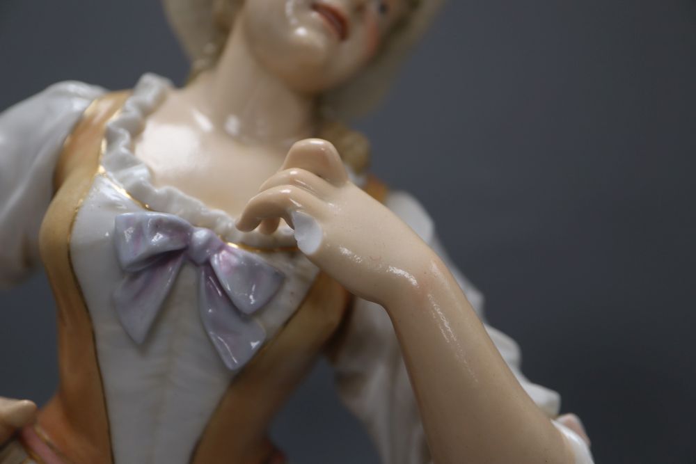 A pair of Rudolstadt Volkstedt figures of a lady and gentleman, height 40cm